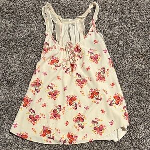 LC Lauren Conrad Cream Floral Tank Top